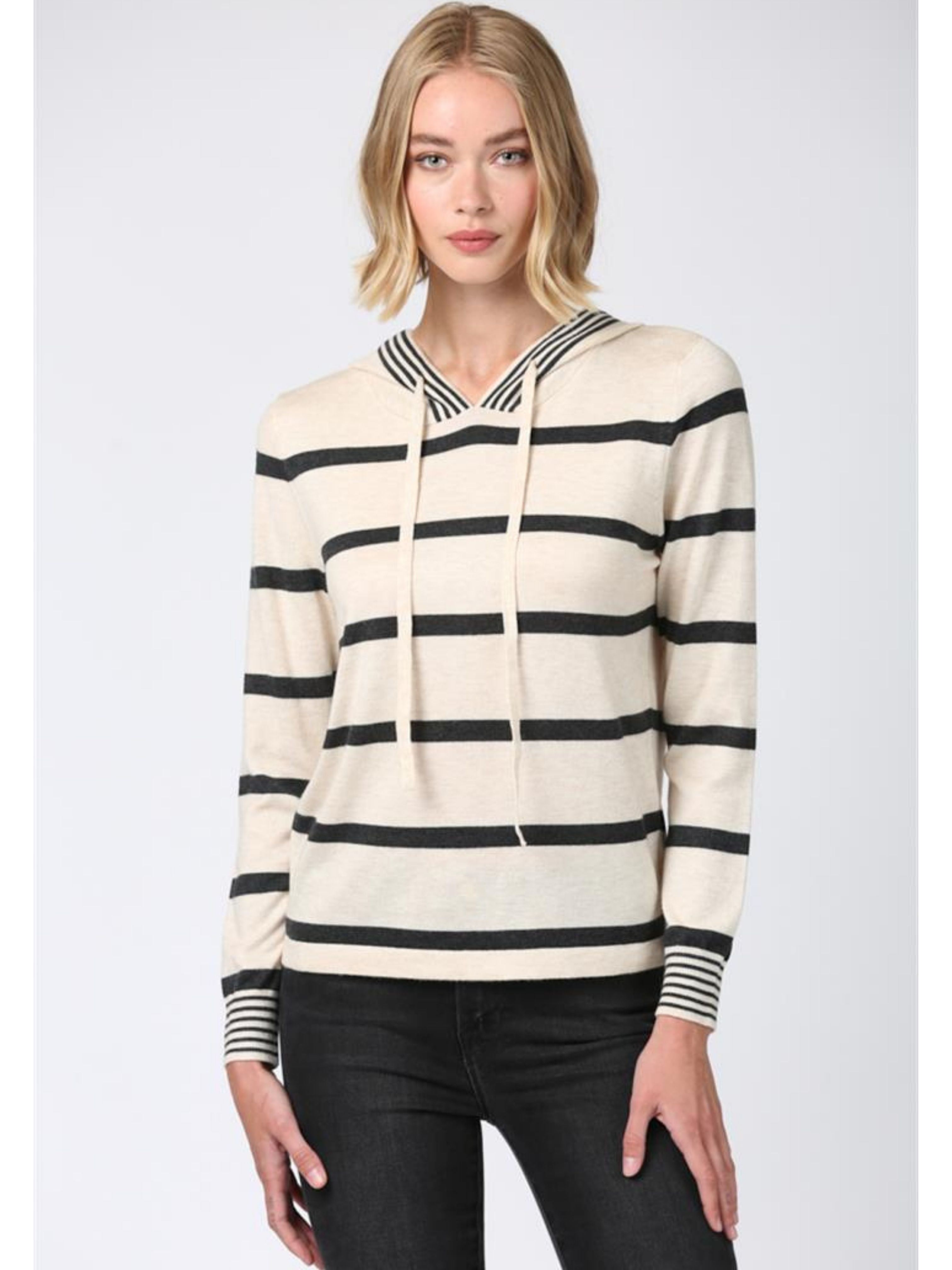 Stripe Easy Fit Hooded Sweater