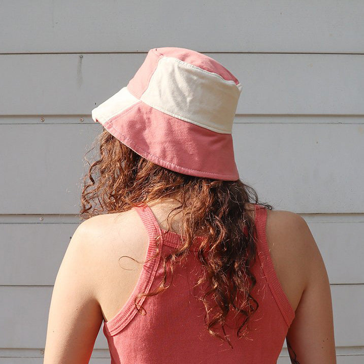 Greta Reversible Bucket Hat - Blossom/Natural - Organic Cotton