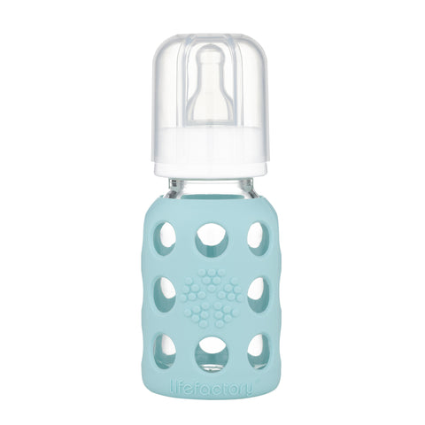 4 oz Glass Baby Bottle with Protective Silicone Sleeve Mint