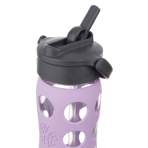 Lifefactory - 16 oz Glass Water Bottle with Straw Cap and Silicone ...