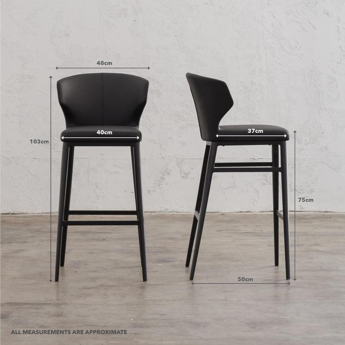 ANDERS BAR CHAIR | FAUX LEATHER | NOIR BLACK BAR STOOL – Living By Design