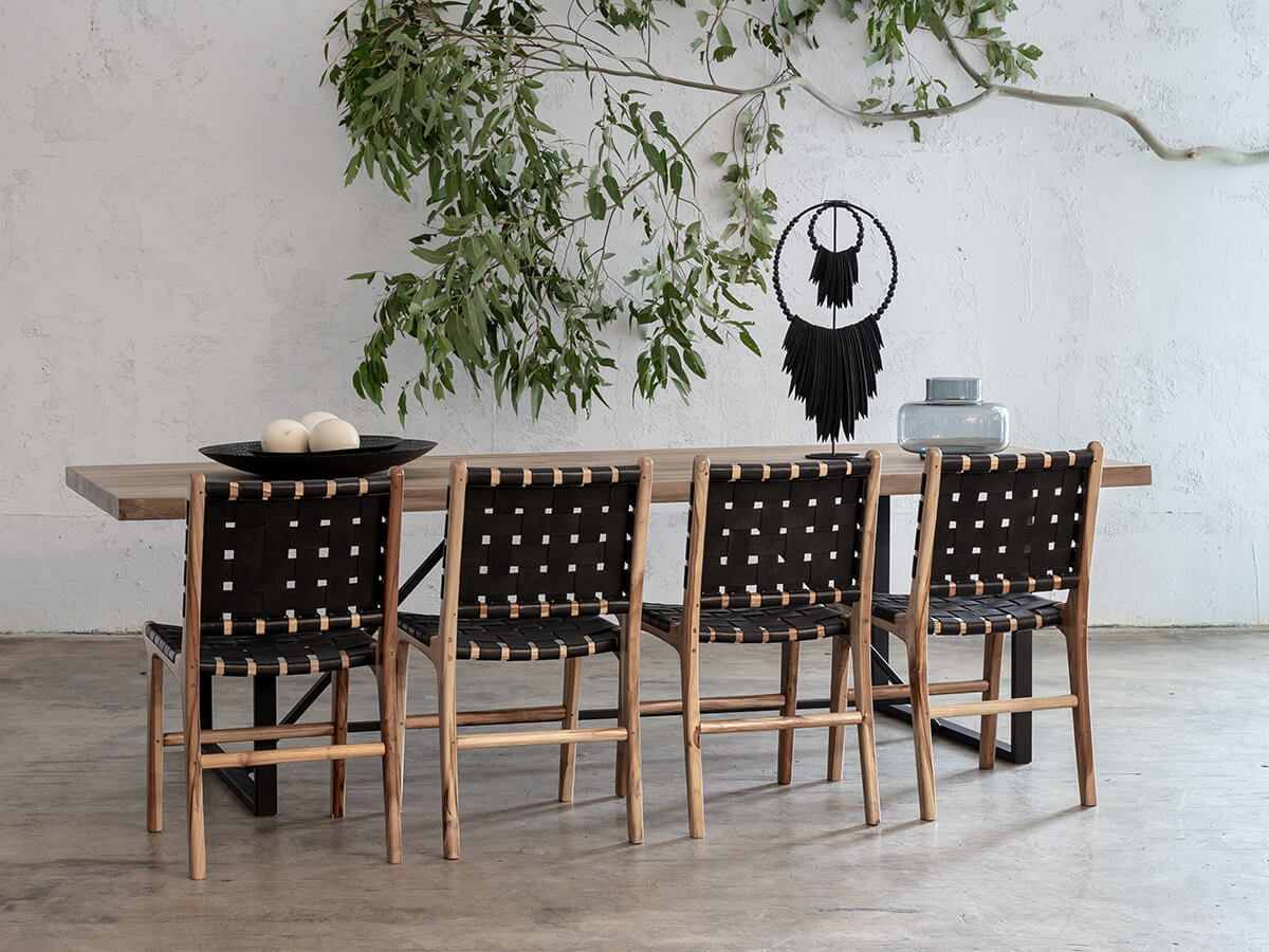 woven leather dining room chairs