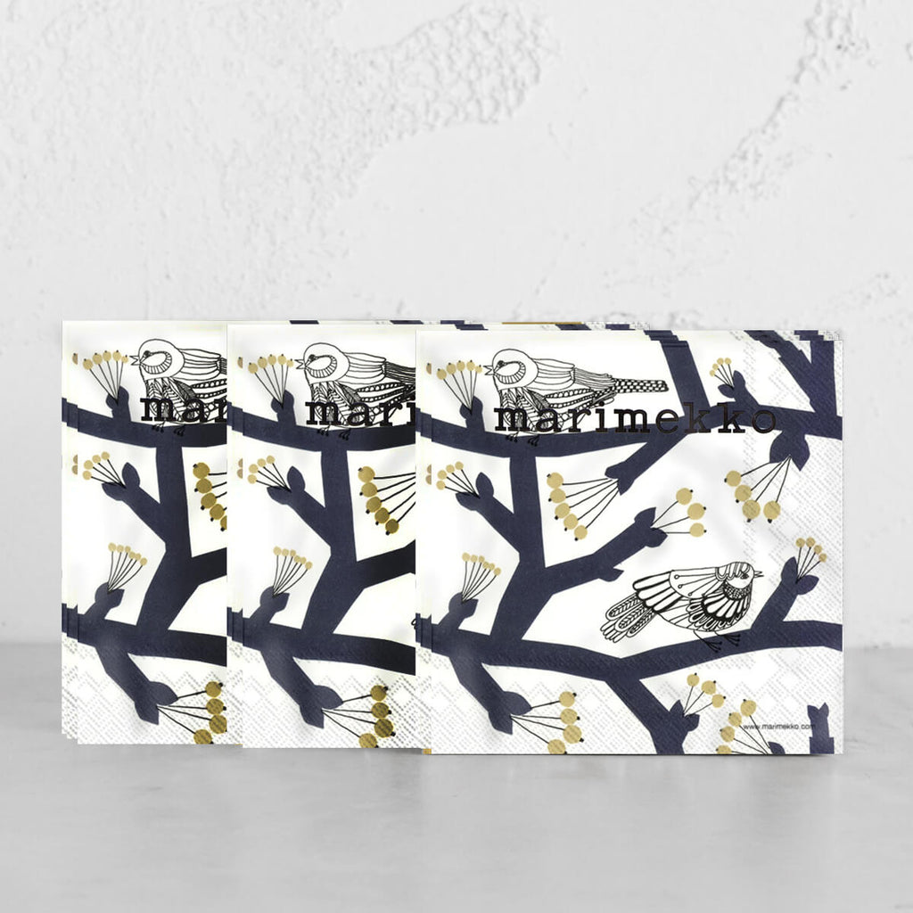 MARIMEKKO | PAKKANEN BIRD PAPER NAPKIN BUNDLE | DEEP BLUE – Living By Design