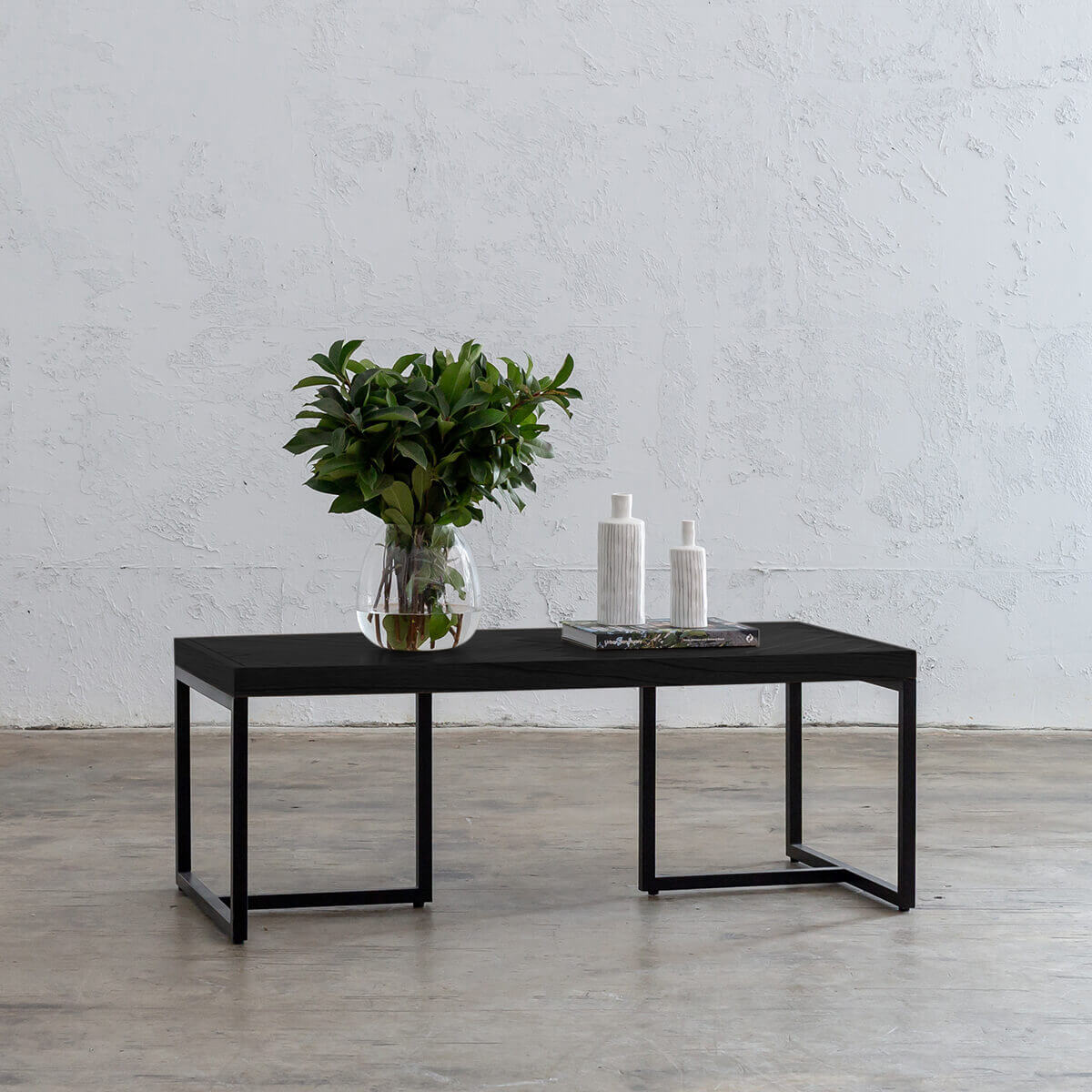 rectangular black coffee table