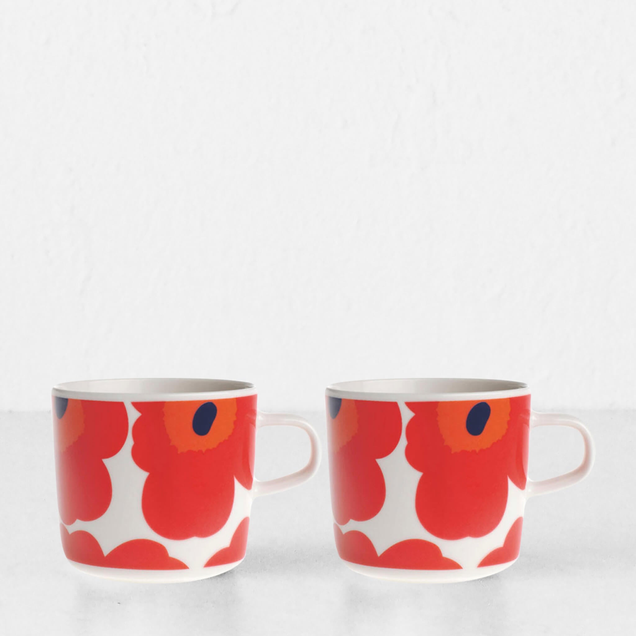 MARIMEKKO | UNIKKO COFFEE MUG 2DL | WHITE + RED | BUNDLE X2 – Living By  Design