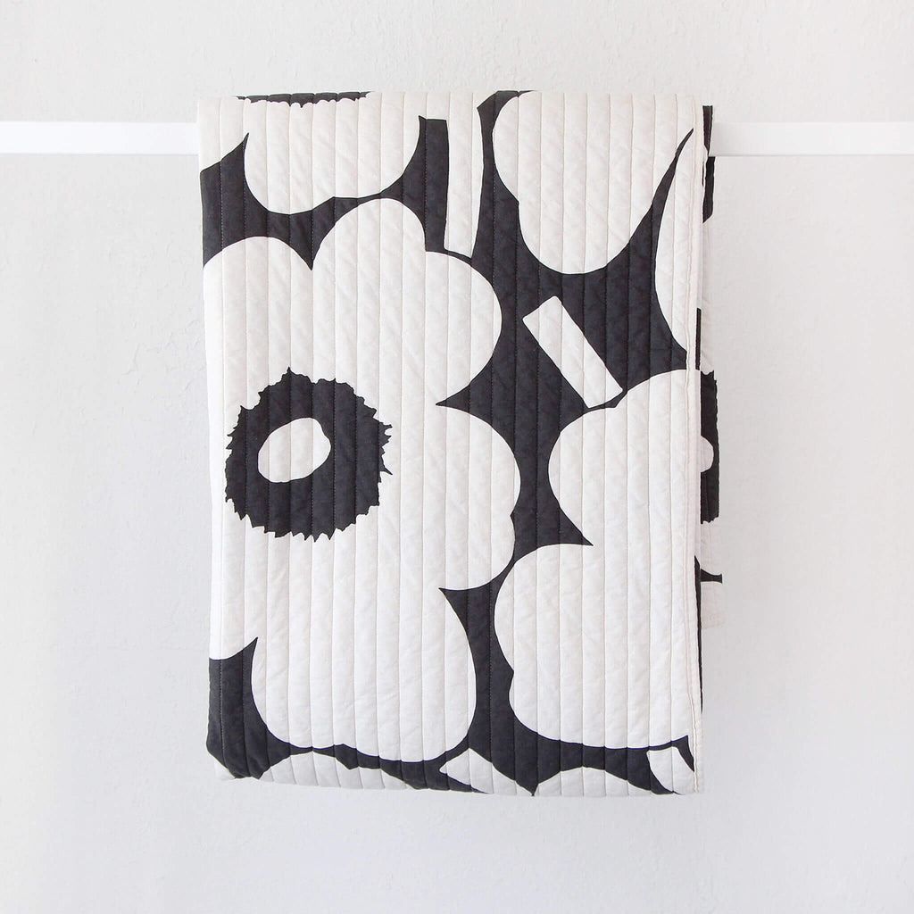 MARIMEKKO | UNIKKO PADDED BEDSPREAD | CHARCOAL + OFF WHITE – Living By  Design