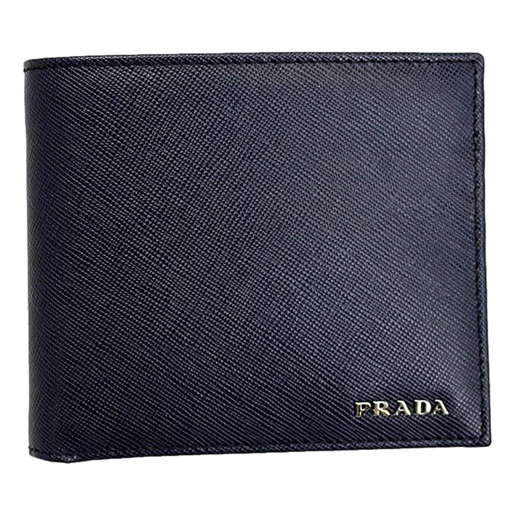 Prada Men's Baltico Blue Leather Logo Plaque Bifold Wallet 2MO738 ...