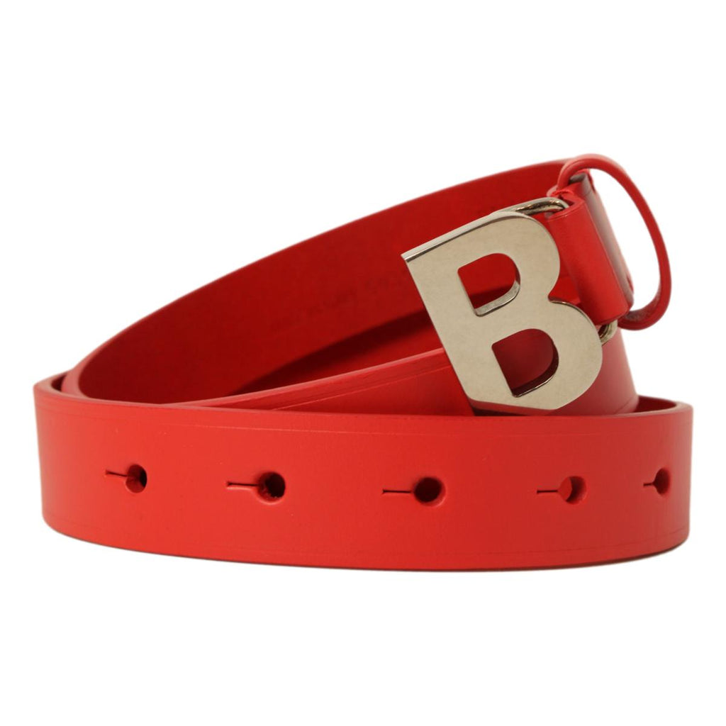 Balenciaga Bright Red Calfskin Leather B Logo Belt Size 70 593904 – Queen Bee Beverly Hills