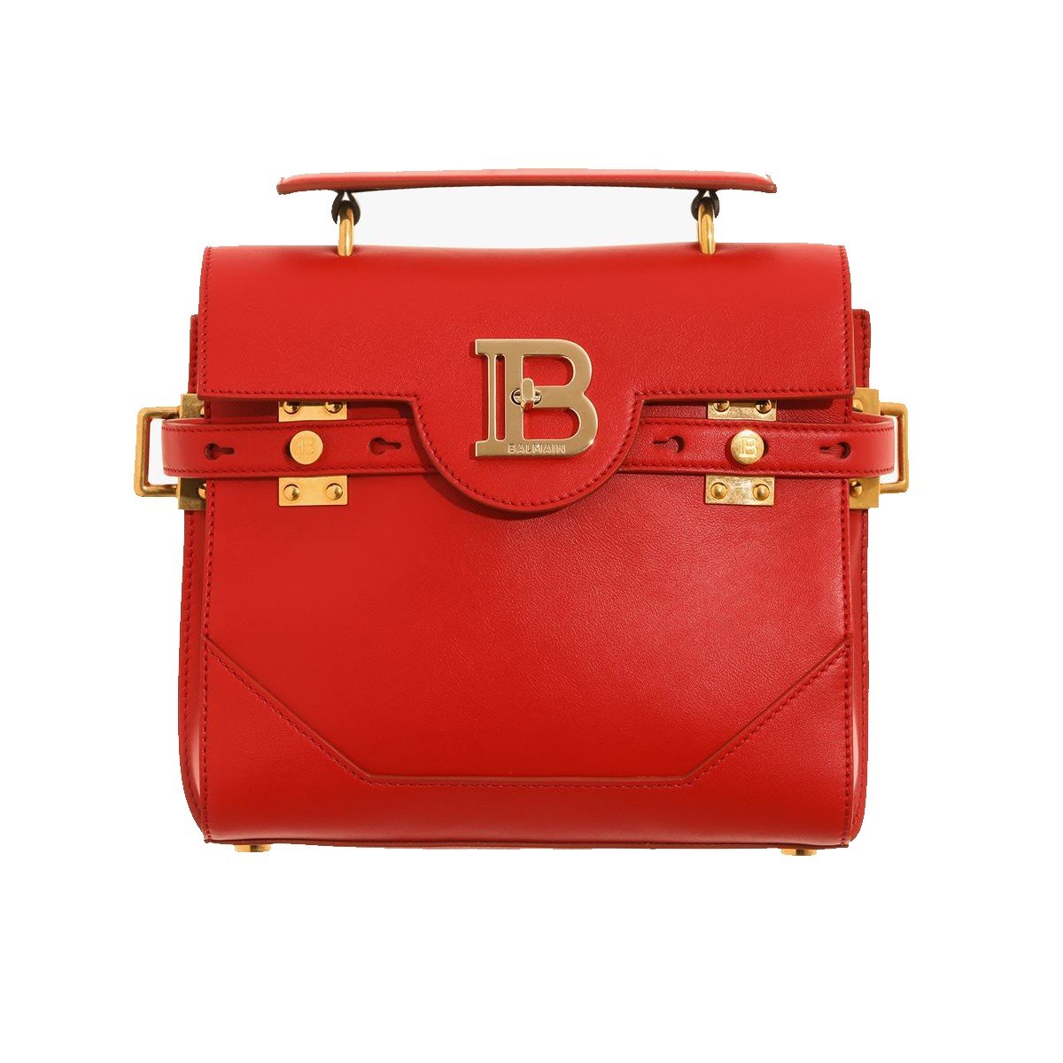 Balmain B-Buzz 23 Red Leather Top Handle Satchel Handbag UN1S526