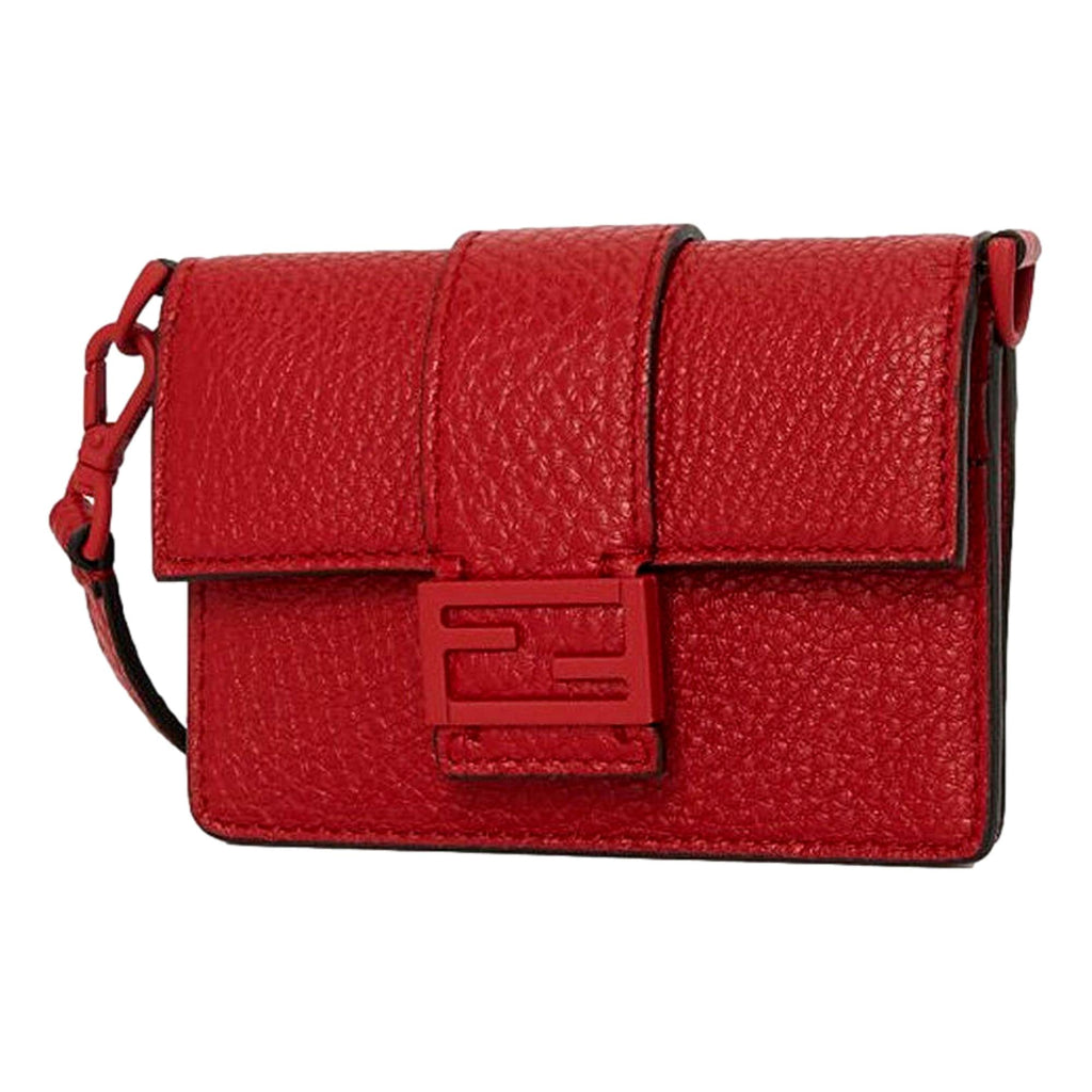 Fendi Micro Baguette Cross Body Red Fuoco Leather – Queen Bee of ...