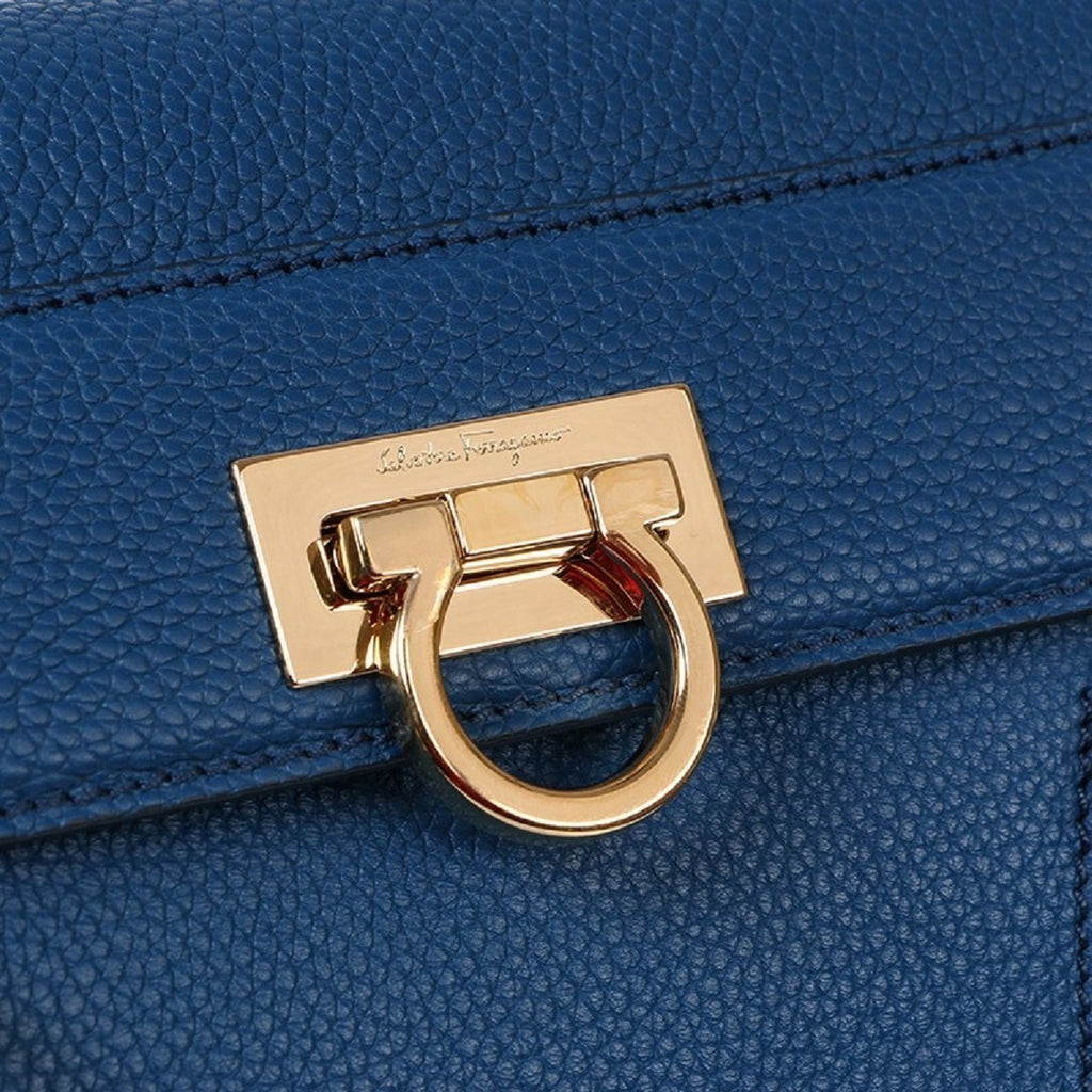 Ferragamo Women's Sofia Blue Indie Leather Shoulder Handbag F606/04 at_Queen_Bee_of_Beverly_Hills