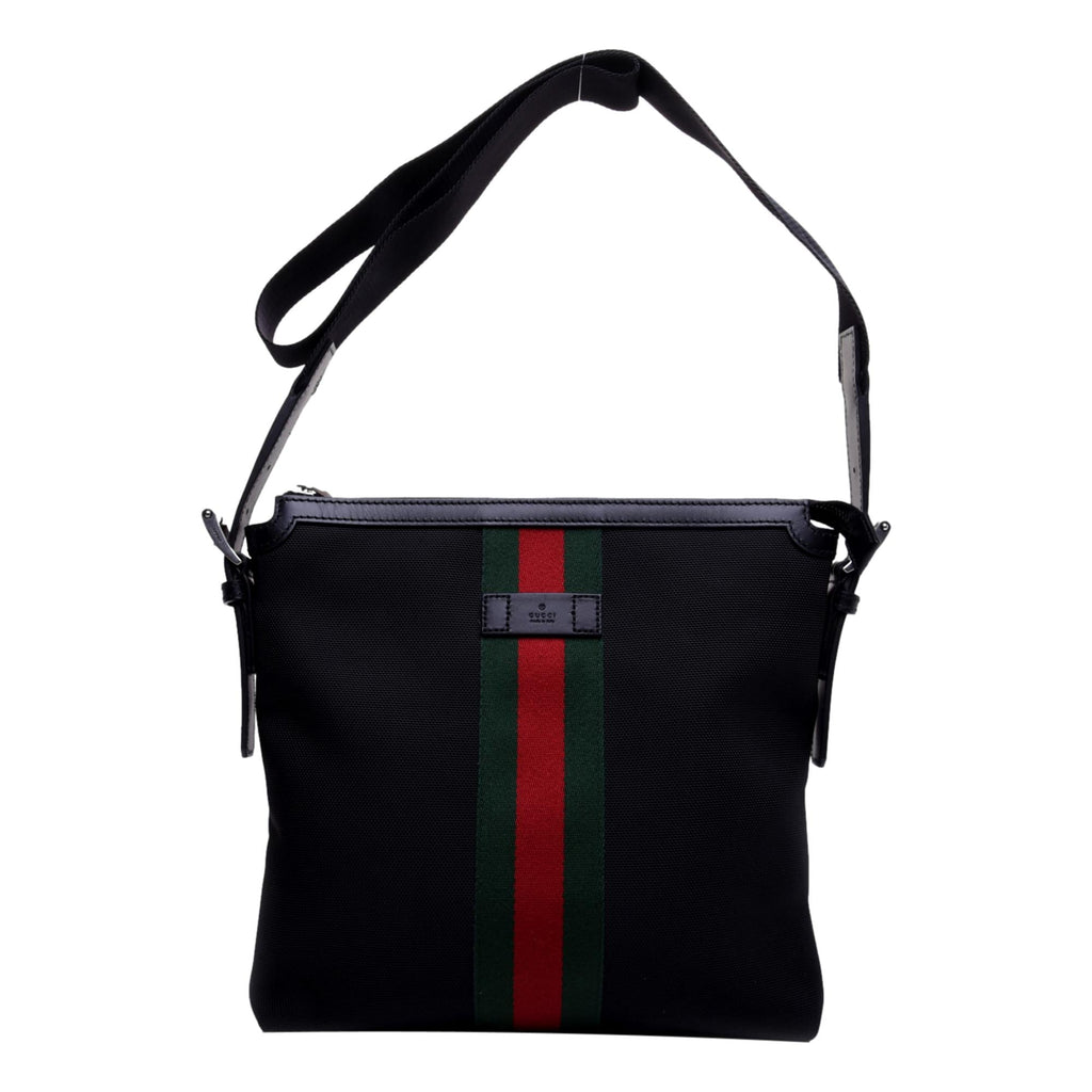 Gucci Black Canvas Web Stripe Crossbody – Queen Bee of Beverly Hills