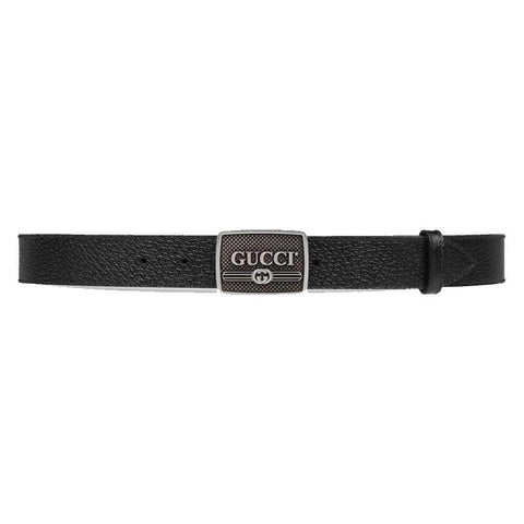 leather belt with gucci logo buckle