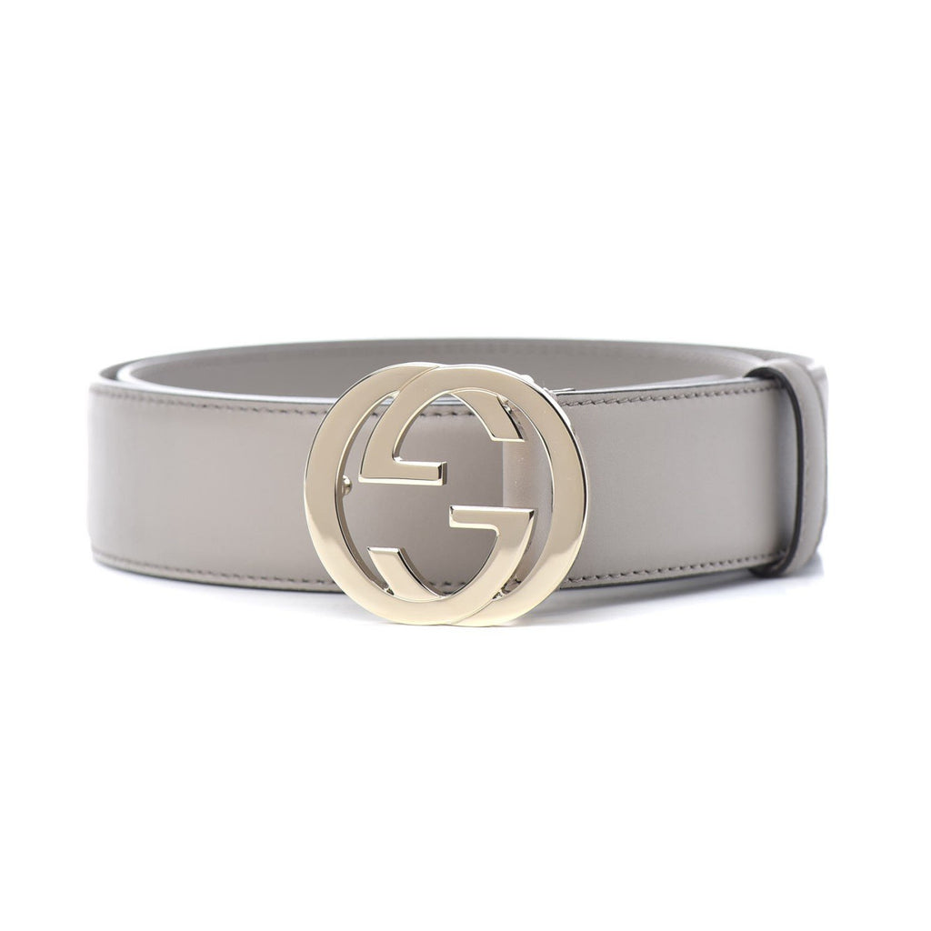 Gucci Storm Grey Leather Interlocking GG Buckle 95/38 Belt 546386 – Queen  Bee of Beverly Hills