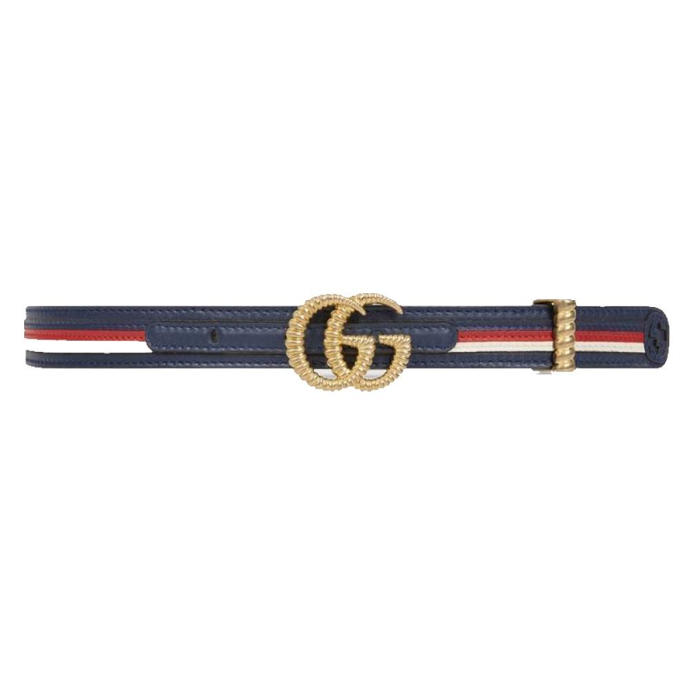 Gucci Marmont GG Logo Thin Blue Red Web Stripe Leather Belt Size 90 36 – Queen Bee of Beverly Hills