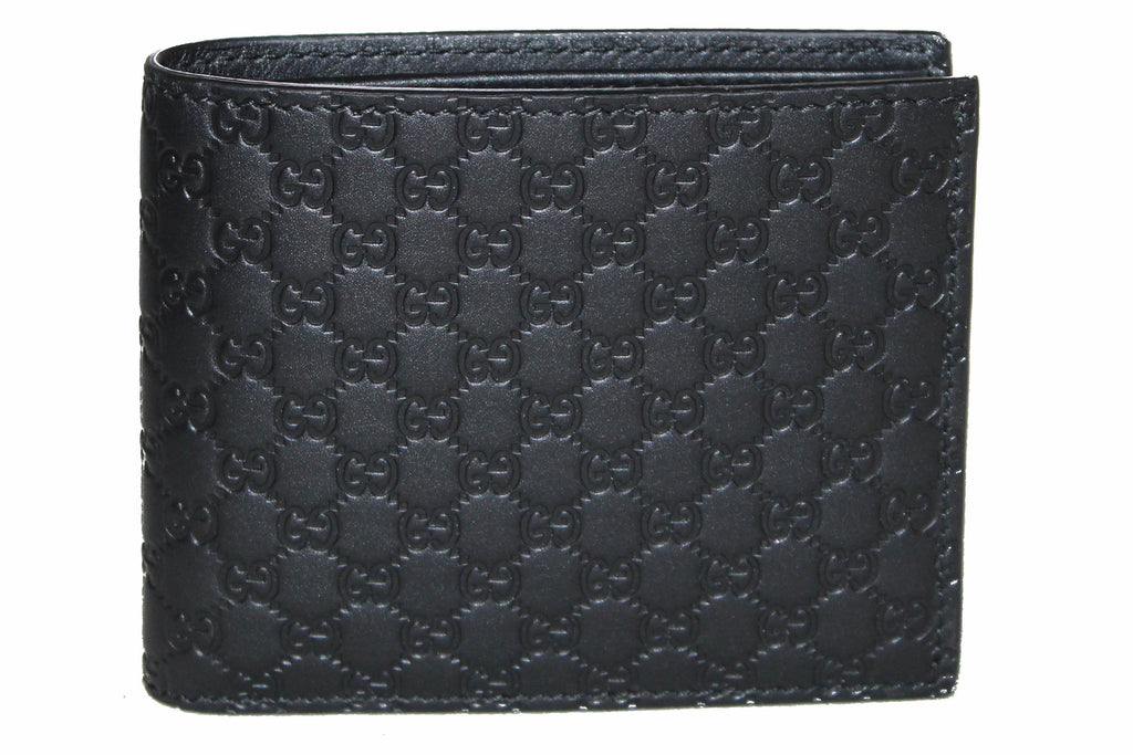 Men's Microguccissima GG Black Leather Bifold Wallet Queen Bee of Hills