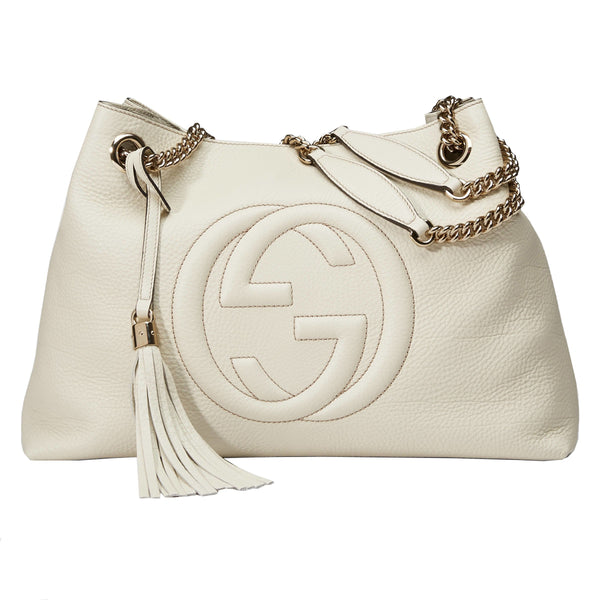 Gucci Soho GG Ivory Leather Chain Shoulder Bag 536196 – Queen Bee of ...