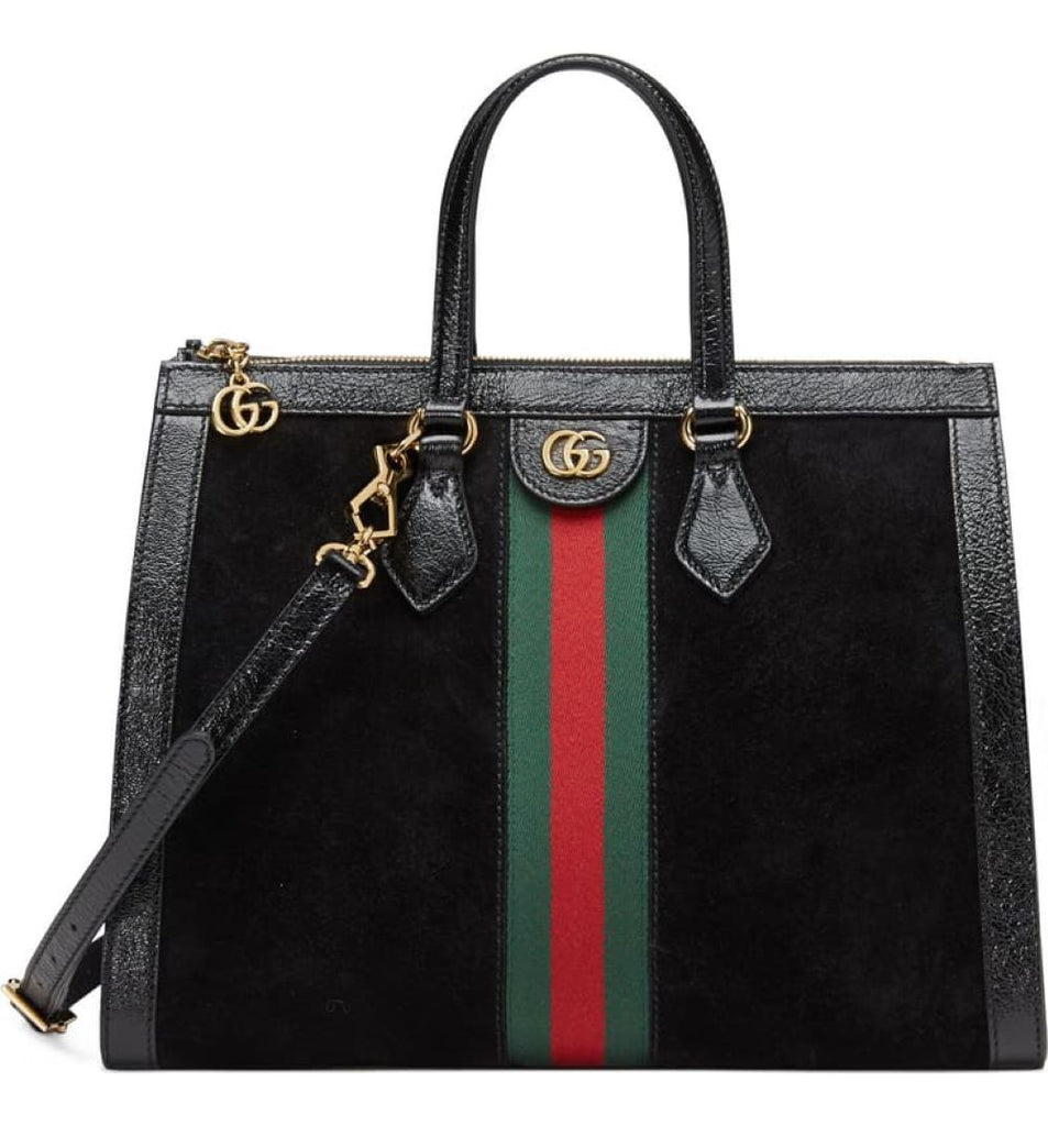 Gucci Ophidia Black Classic Web Stripe Medium Tote Crossbody Handbag 5 – Queen Bee of Beverly Hills