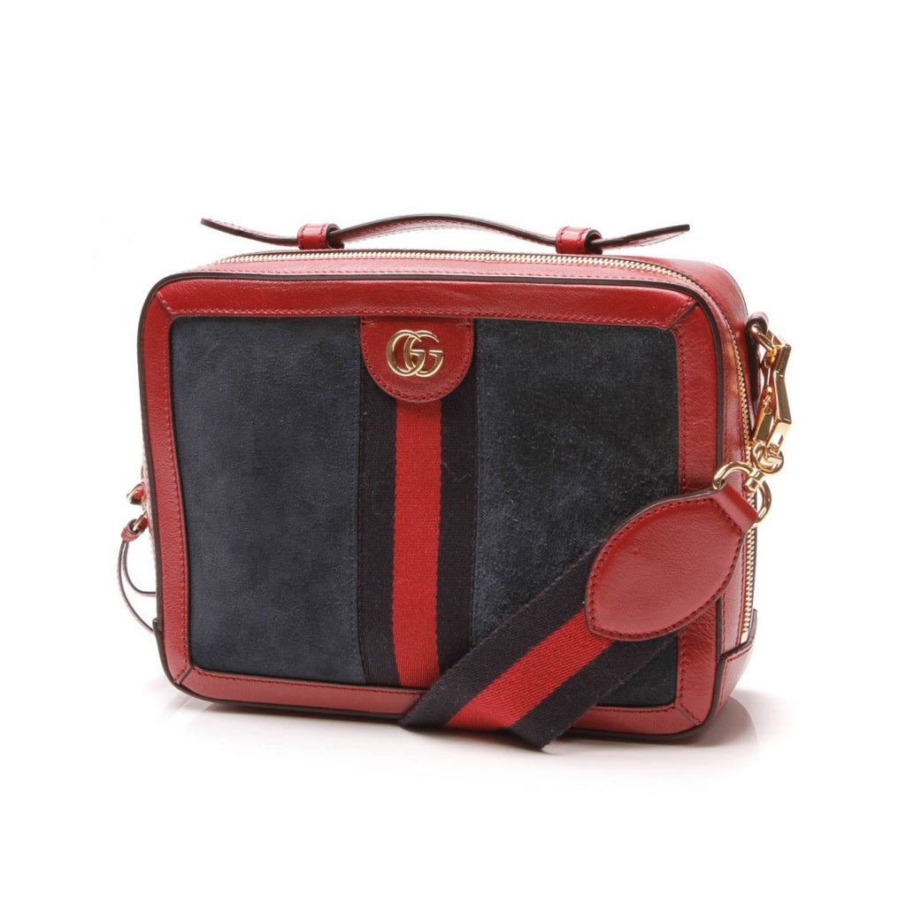 Gucci Ophidia Suede Blue Red Web Stripe Zip Around Leather Shoulder Ba – Queen Bee of Beverly Hills