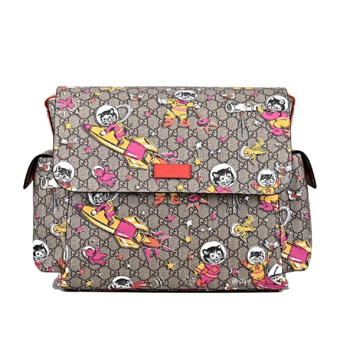Gucci Space Cats Birds GG Supreme Canvas Diaper Bag Baby Beige 211131-204991 | eBay