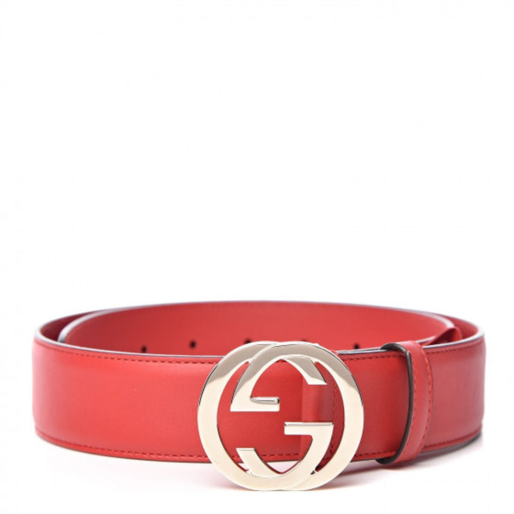 Gucci woman belt plain leather red with GG buckle 3.0cm