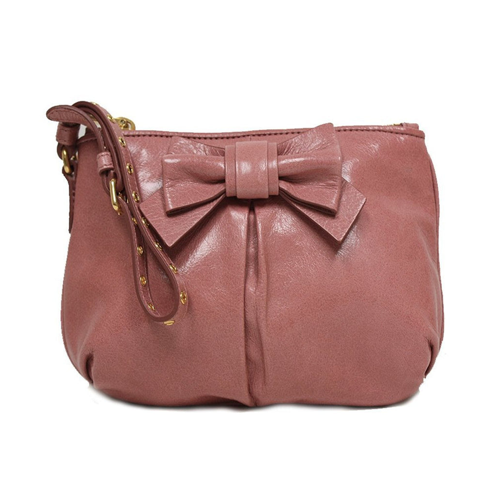 Miu Miu Classic Vitello Light Pink Leather Bow Wristlet Bag Small 5N16 – Queen Bee of Beverly Hills