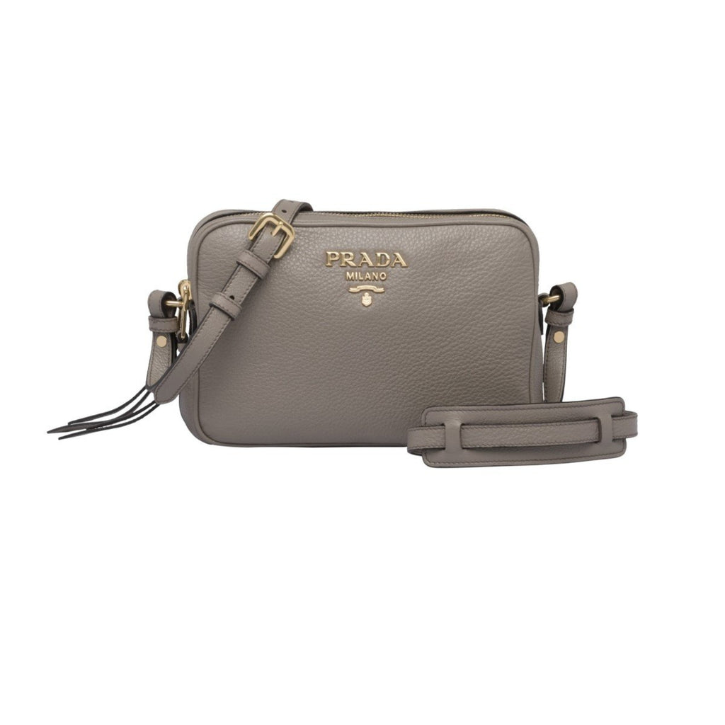 Prada Argilla Grey Vitello Phenix Leather Double Zip Cross Body Bag 1B –  Queen Bee of Beverly Hills