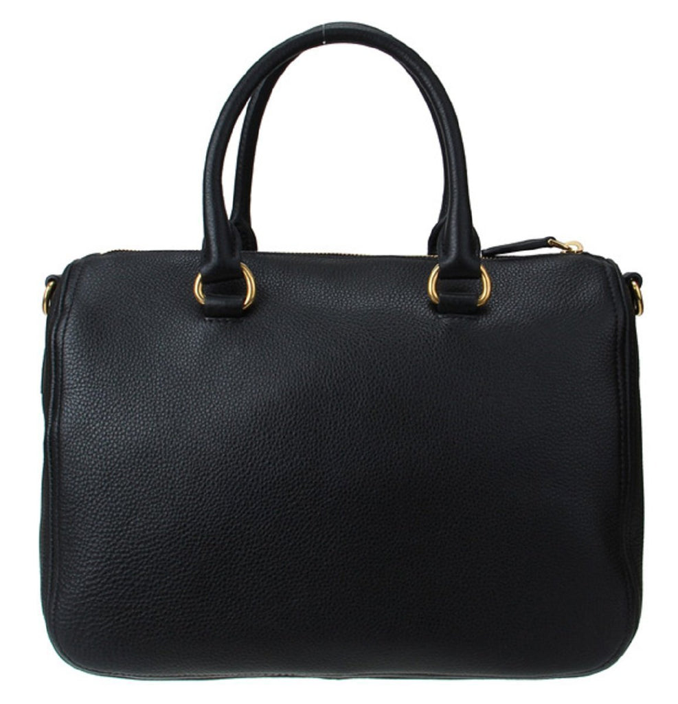 Prada Vitello Phenix Black Leather Top Handle Satchel Handbag 1BB023 ...