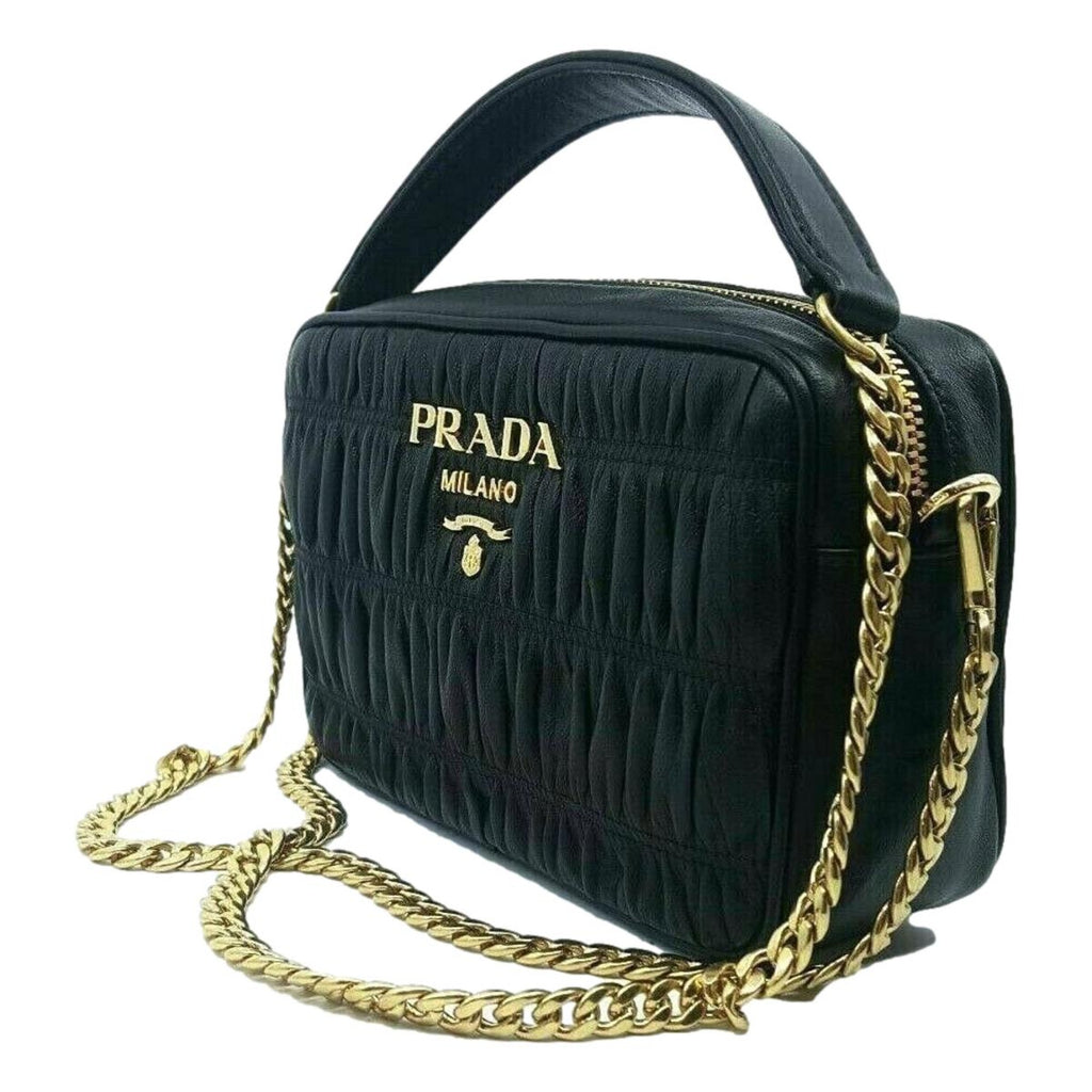 Prada Black Gaufre Leather Small Crossbody Bag 1BH112 – Queen Bee of  Beverly Hills