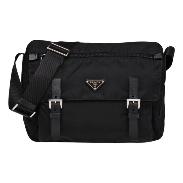 Prada Black Nylon Triangle Logo Messenger Bag 1BD671 – Queen Bee of ...