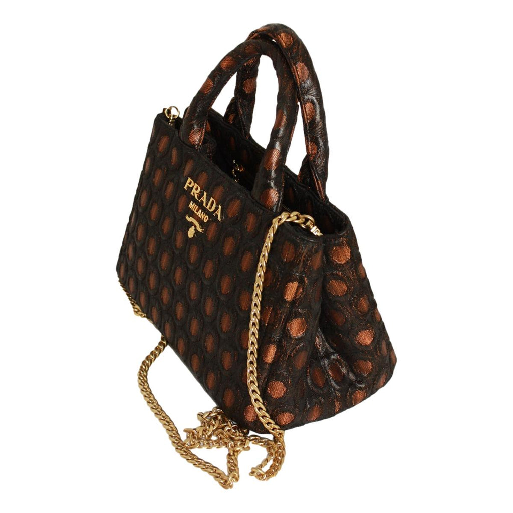 Prada Black Orange Broccato Fabric Top Handle Chain Satchel Bag 1BA038 –  Queen Bee of Beverly Hills
