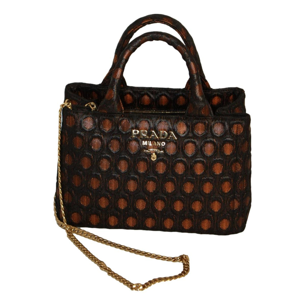 Prada Black Orange Broccato Fabric Top Handle Chain Satchel Bag 1BA038 –  Queen Bee of Beverly Hills