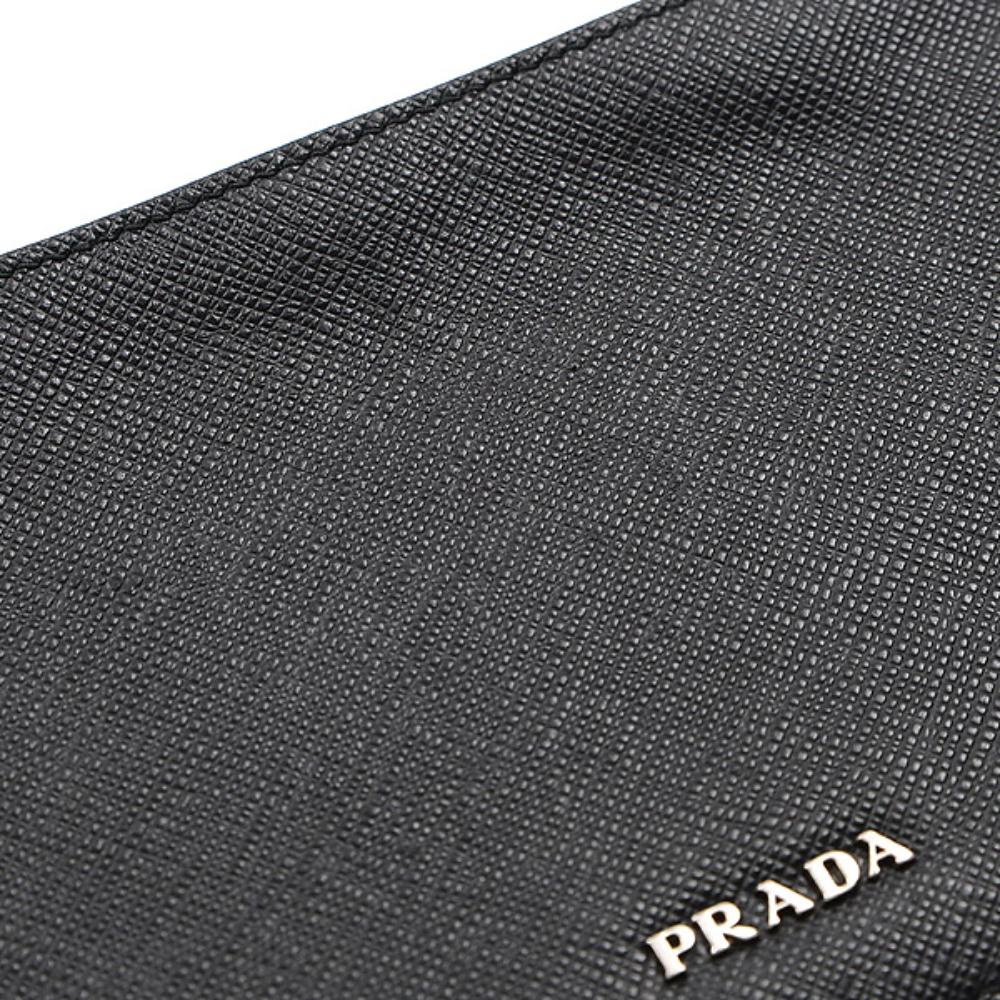 Prada Saffiano Leather Black Phone Case Clutch Bag 2ZH064