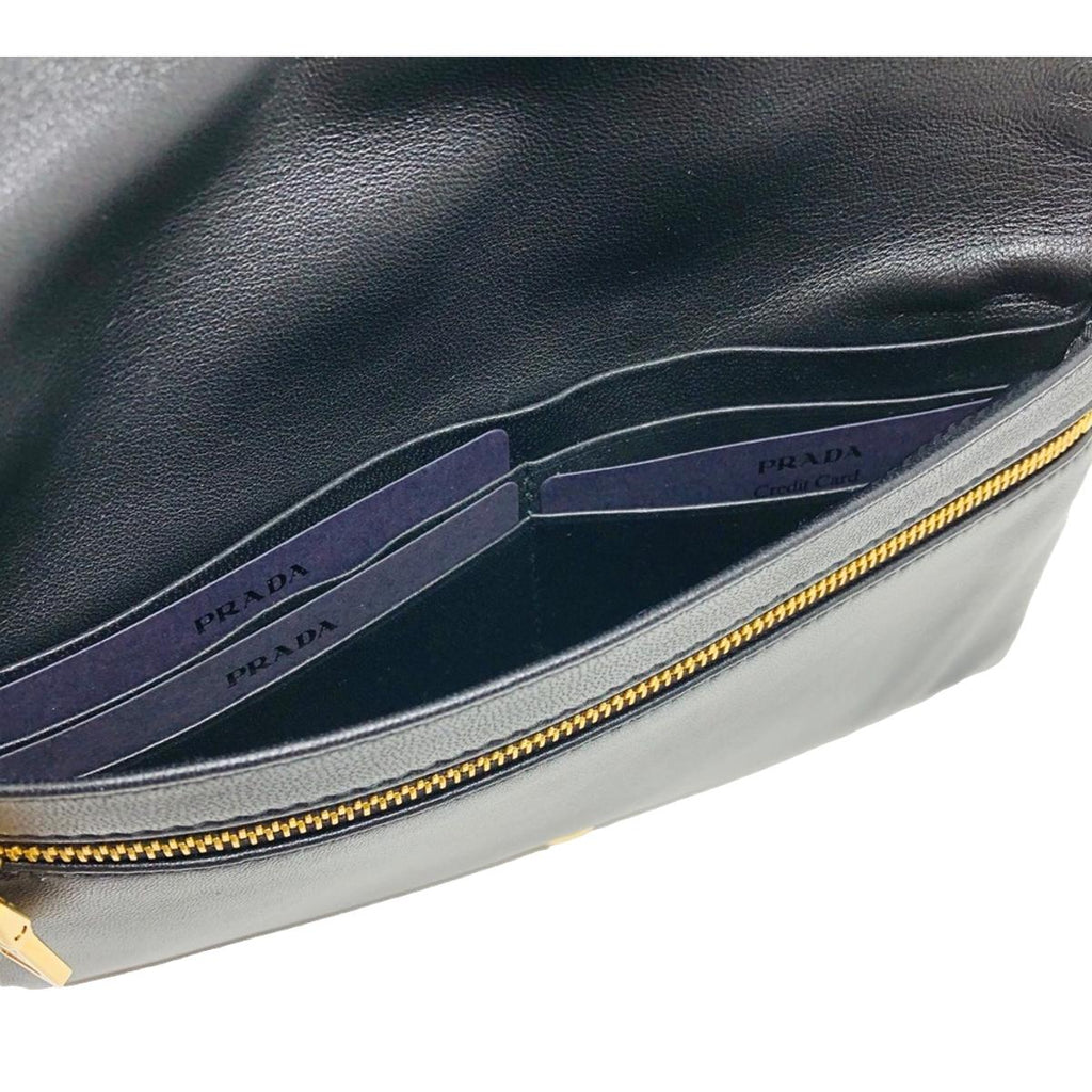 Prada Black Tessuto Nylon Calfskin Leather Wallet Clutch Bag 1MS001 – Queen  Bee of Beverly Hills