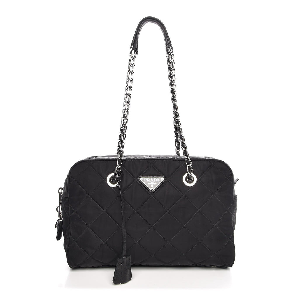 Prada Black Tessuto Nylon Quilted Small Shoulder Handbag 1BB072 – Queen ...