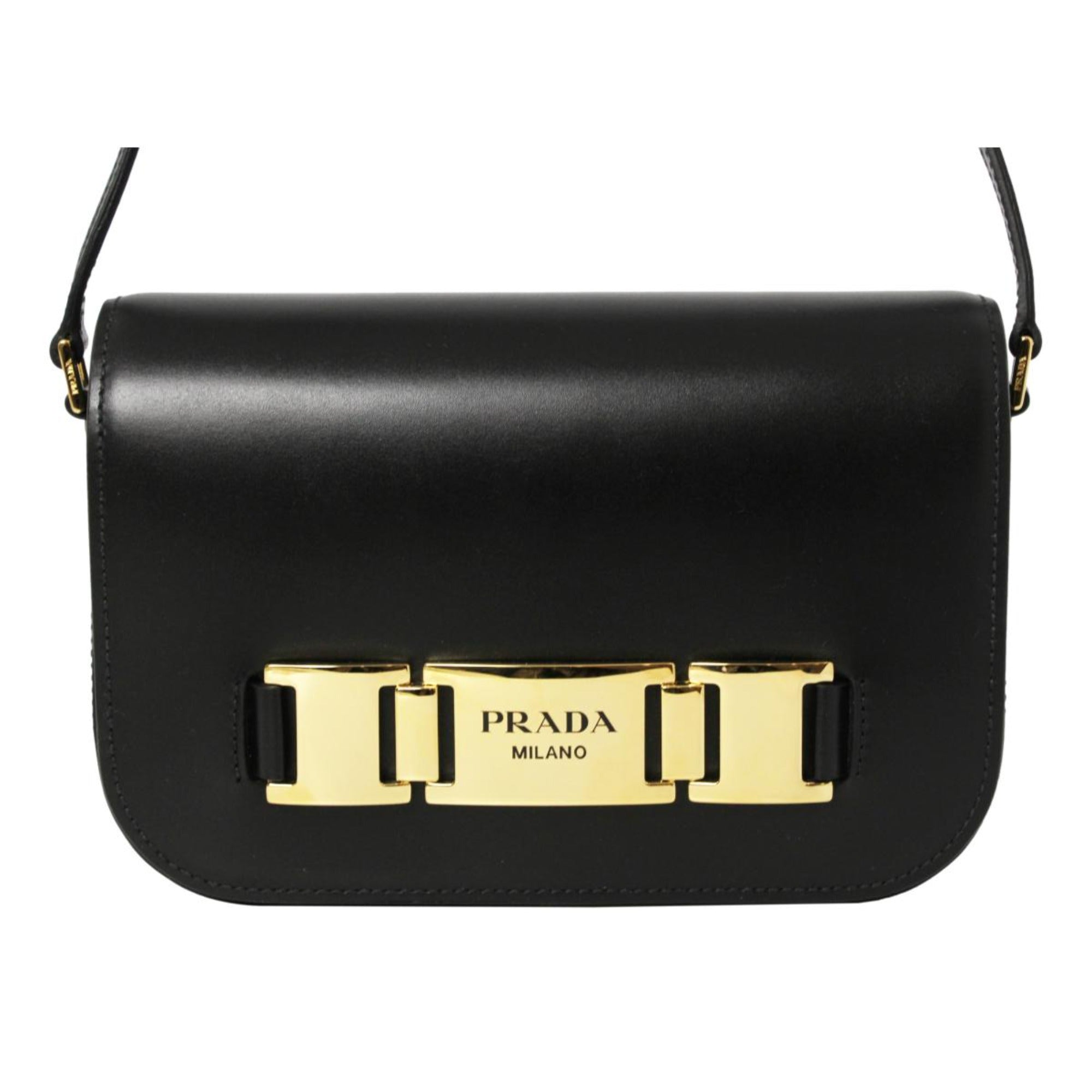 Prada City Calf Leather Black Crossbody Flap Bag 1BD244