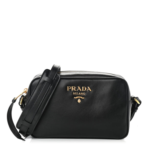 Prada Grace Lux Black Smooth Calf Leather Shoulder Camera Bag 1BH103 ...