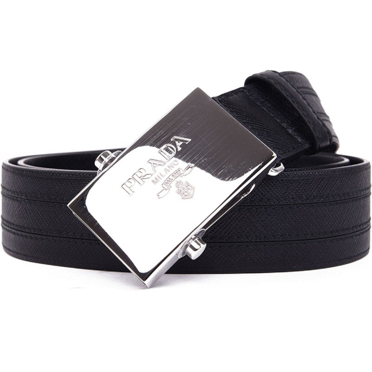PRADA Saffiano 1 Black Leather Belt 