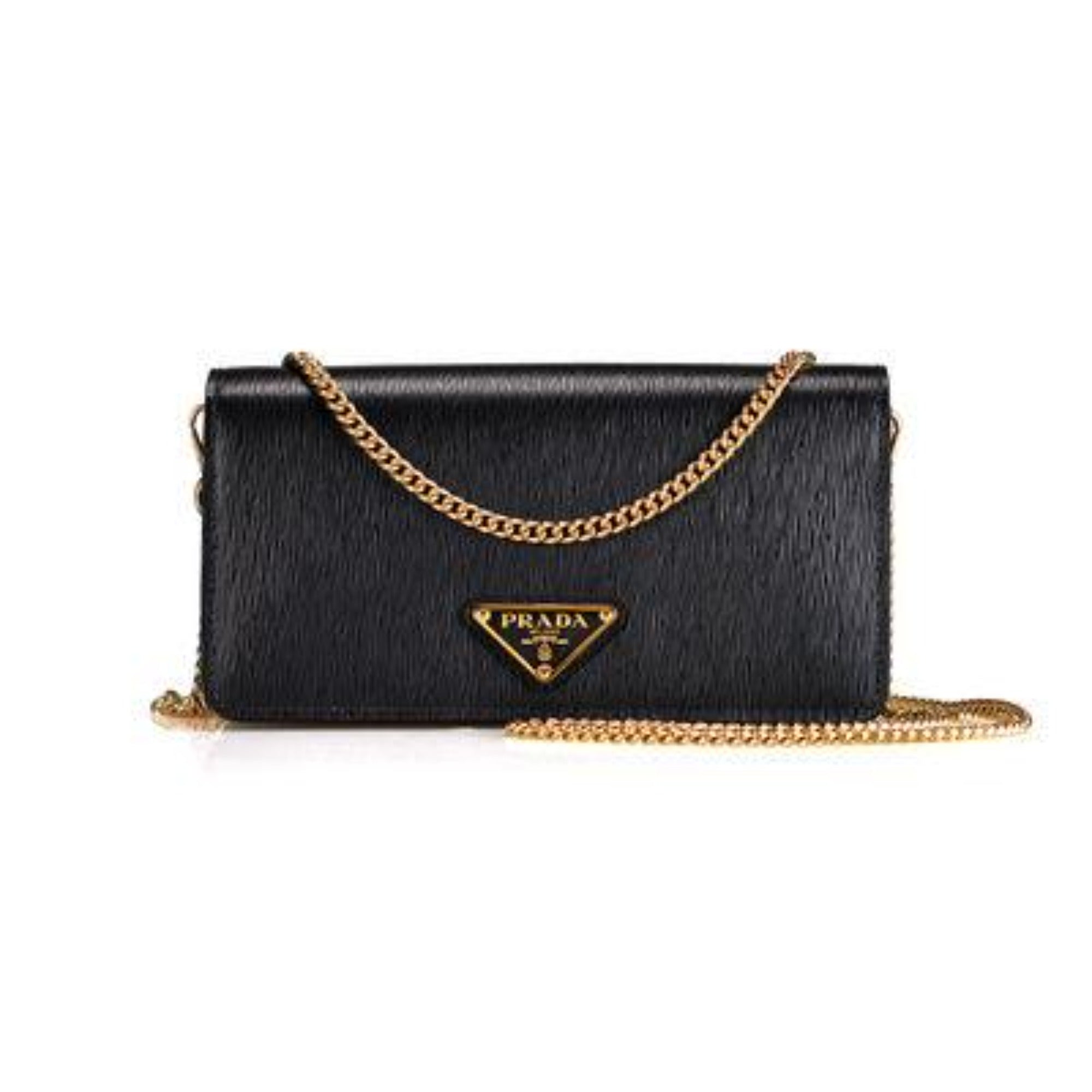 Prada Miniborse Black Vitello Move Leather Chain Cross Body 1BP021