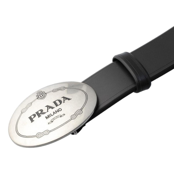 Prada Navy Saffiano Leather Belt Silver Belt Buckle 2CM046 100-40 ...