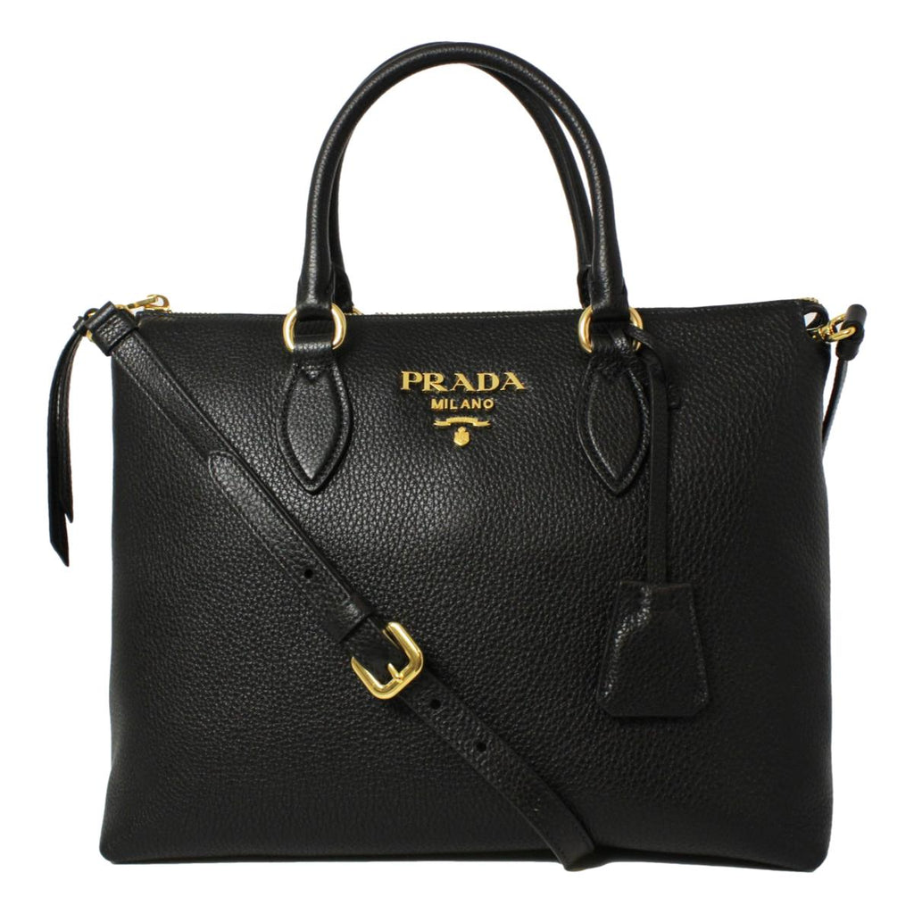 Prada Vitello Phenix Black Leather Satchel Shoulder Bag 1BA063 – Queen ...
