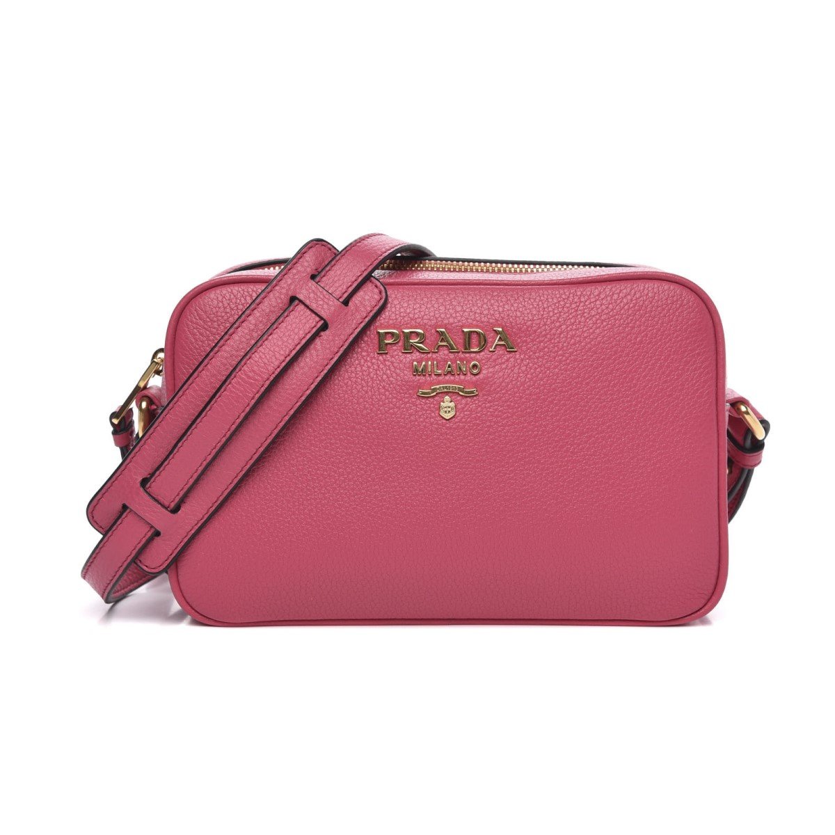 Prada Vitello Phenix Leather Peonia Pink Shoulder Camera Bag 1BH103