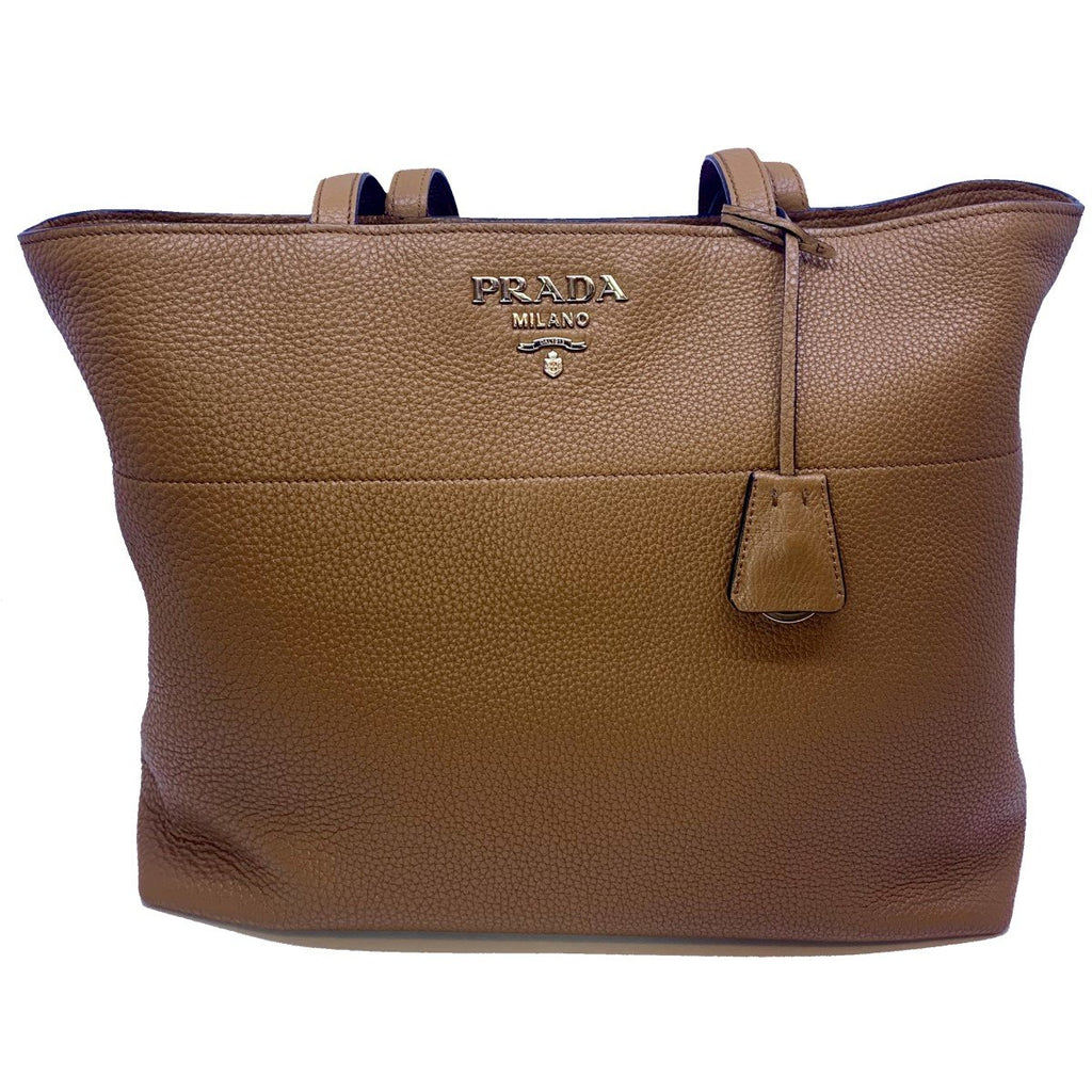 Prada Vitello Phenix Leather Shopping Tote Bag Cannella Brown 1BG203 –  Queen Bee of Beverly Hills