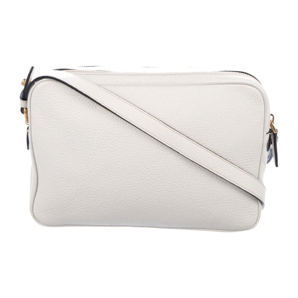 Prada Vitello Phenix White Leather Double Zip Camera Crossbody 1BH079 ...