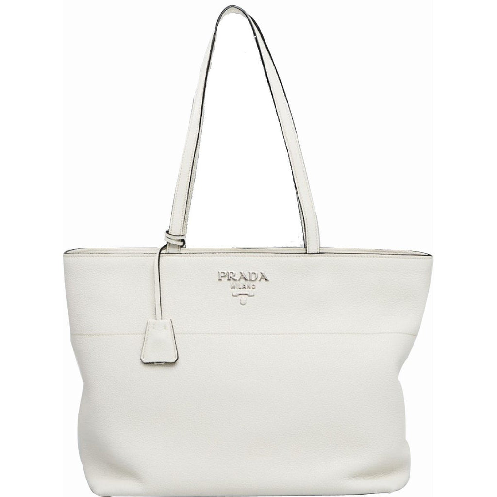 prada white handbag leather