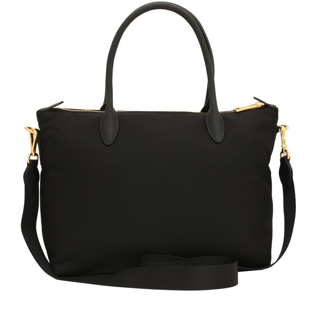 Prada Women's Black Tessuto Nylon/ Saffiano Leather Shopping Tote Bag 1BA106 at_Queen_Bee_of_Beverly_Hills