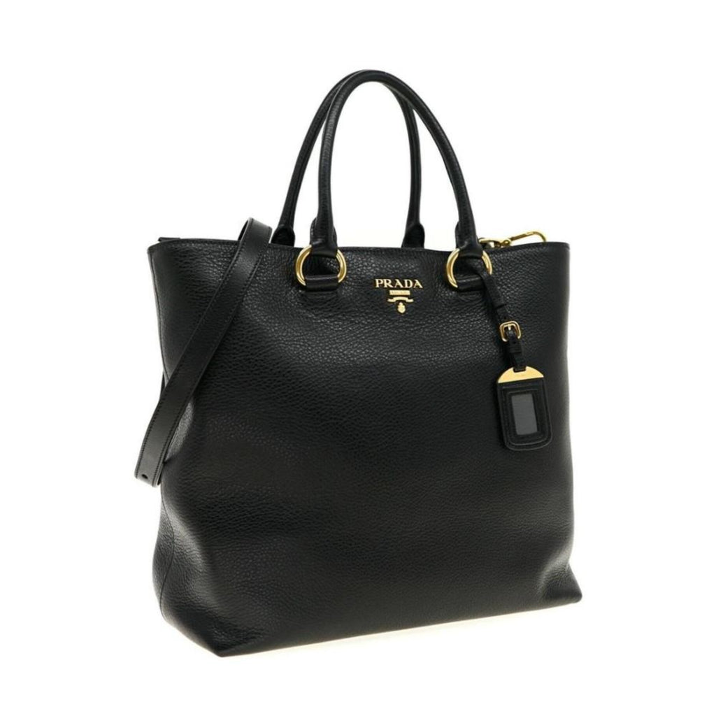 Prada Black Vitello Phenix Leather Shopping Tote Bag 1BG865 – Bee of Hills