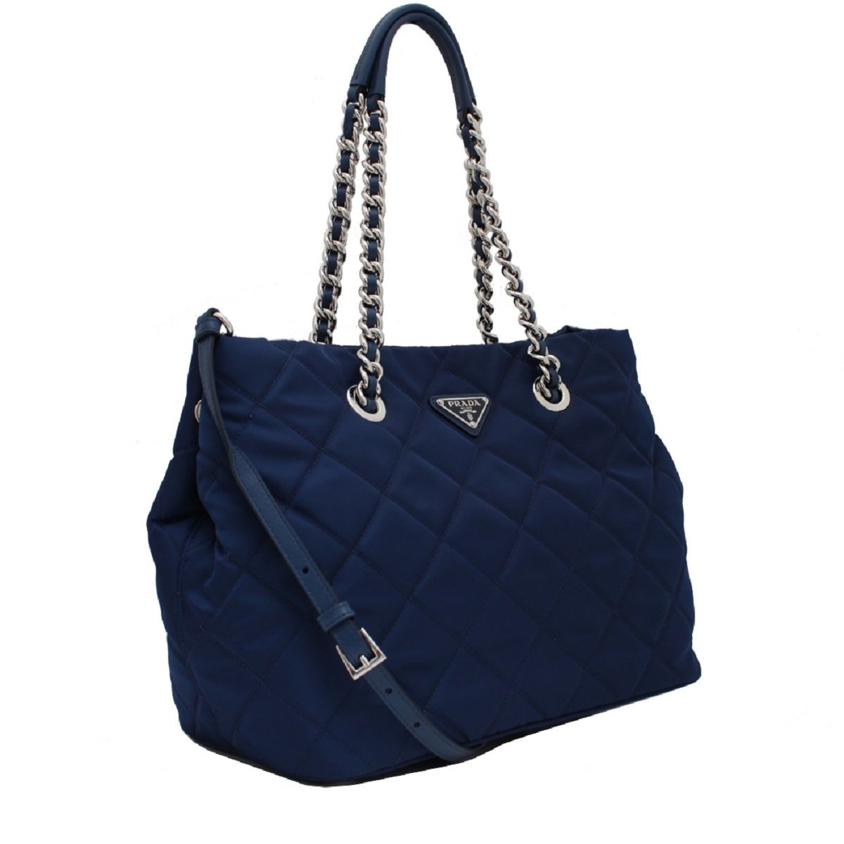 Prada Dark Blue Quilted Tessuto Chain Strap Shoulder Bag Tote 1BG740 | eBay