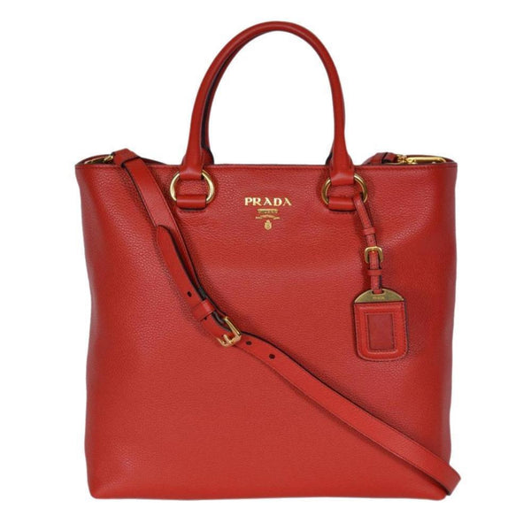 Prada Vitello Phenix Red Leather Shopping Tote 1BG865 – Queen Bee of ...