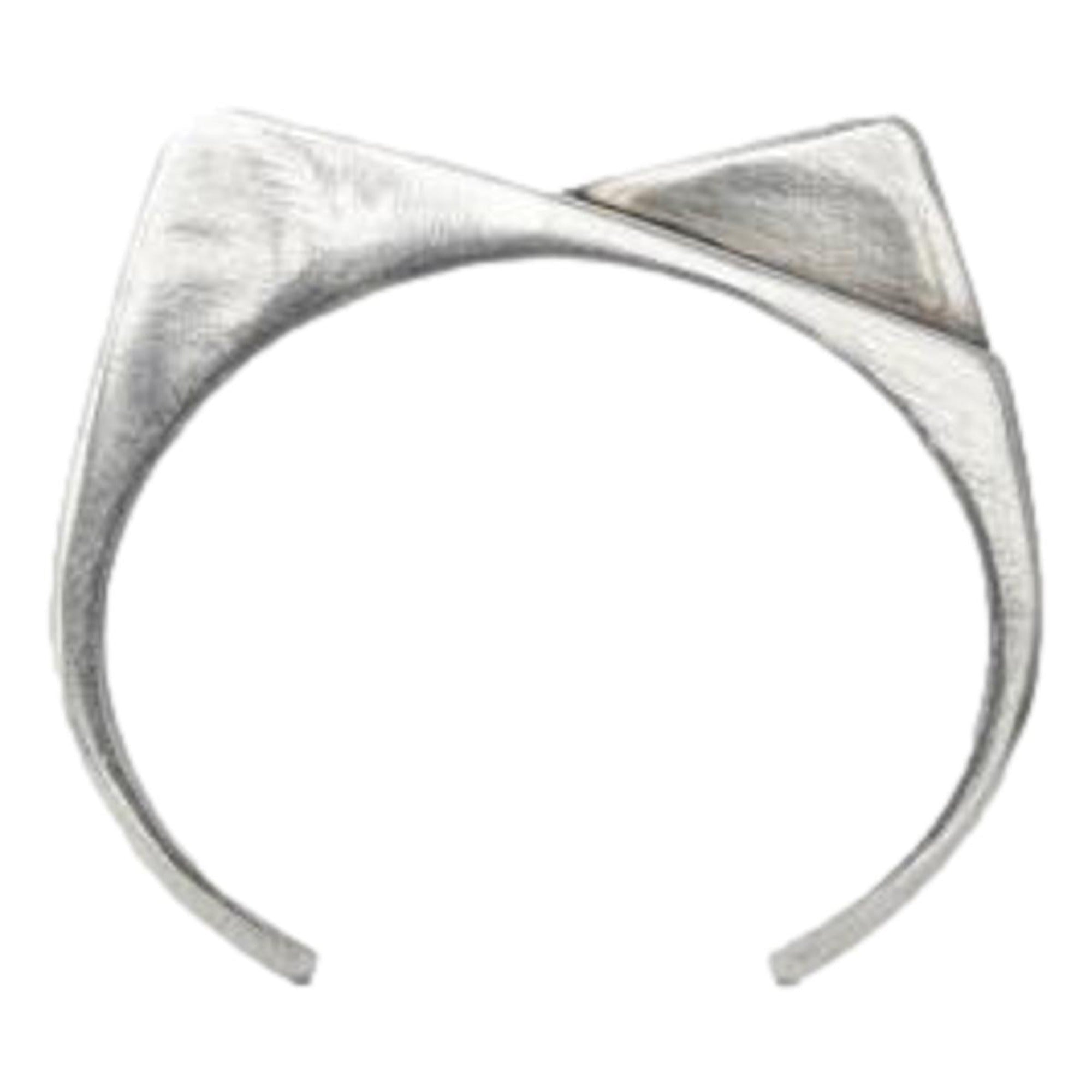 Saint Laurent 2 Pentes Two-Slope Oxidized Silver Bracelet 582575